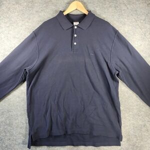Brooks Brothers Men XL Navy Blue Performance Polo Long Sleeve Cotton Pique Shirt
